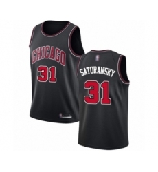 Men's Chicago Bulls #31 Tomas Satoransky Authentic Black Basketball Jersey Statement Edition