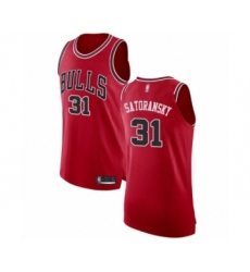 Men's Chicago Bulls #31 Tomas Satoransky Authentic Red Basketball Jersey - Icon Edition
