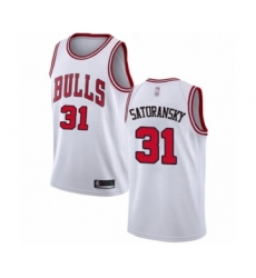 Men's Chicago Bulls #31 Tomas Satoransky Authentic White Basketball Jersey - Association Edition