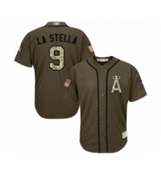 Men's Los Angeles Angels of Anaheim #9 Tommy La Stella Authentic Green Salute to Service Baseball Jersey