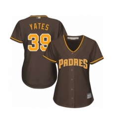 Women's San Diego Padres #39 Kirby Yates Authentic Brown Alternate Cool Base Baseball Jersey