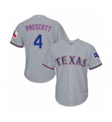 Men's Texas Rangers #4 Dak Prescott Replica Grey Road Cool Base Baseball Jersey