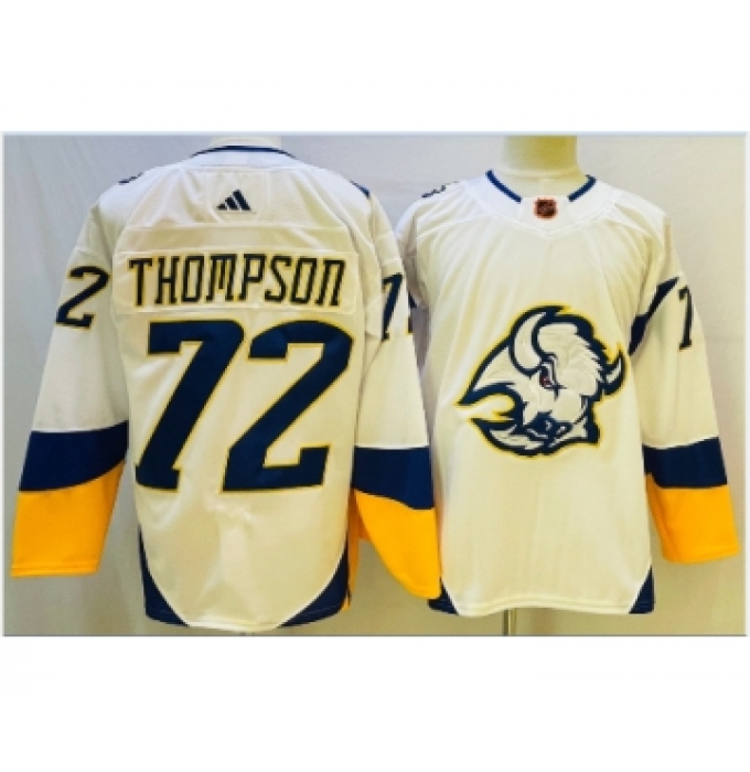 Men's Buffalo Sabres #72 Tage Thompson White 2022 Reverse Retro Authentic Jersey