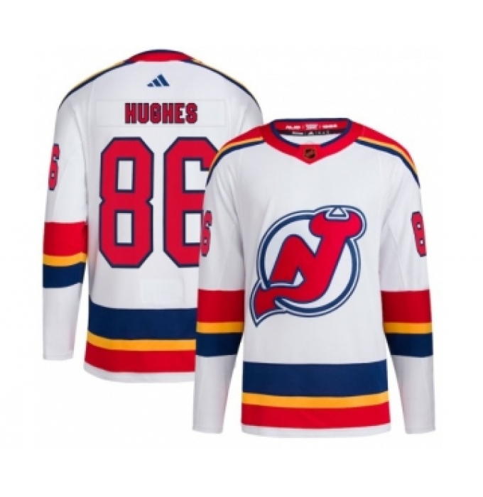 Men's New Jersey Devils #86 Jack Hughes White 2022-23 Reverse Retro Stitched Jersey