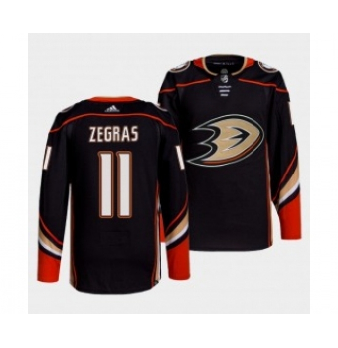Adidas Men's Anaheim Ducks #11 Trevor Zegras Black Home Authentic Stitched NHL Jersey