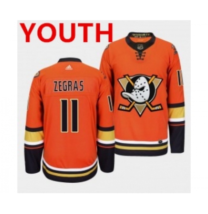 Youth Anaheim Ducks #11 Trevor Zegras Orange Authentic Adidas Jersey