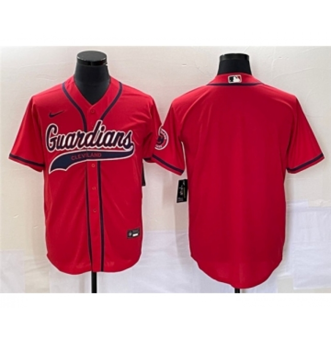 Men's Cleveland Guardians Blank Red Cool Base Stitched Baseball Jersey