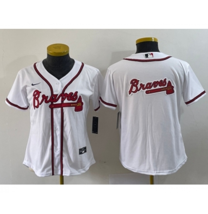 Women's Atlanta Braves Blank White Stitched MLB Cool Base Nike Jersey1