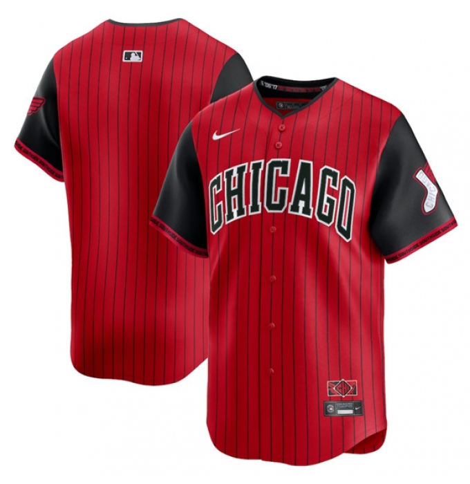Men's Chicago White Sox Blank Red Black 2025 City Connect Limited Stitched Baseball Jersey