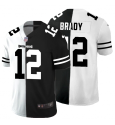 Men's Tampa Bay Buccaneers #12 Tom Brady Black White Limited Split Fashion Football Jersey