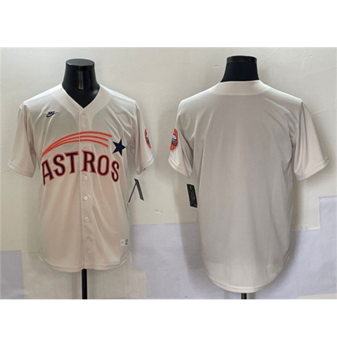 Men's Houston Astros Blank Cream Throwback Cooperstown Collection Limited Stitched Baseball Jersey