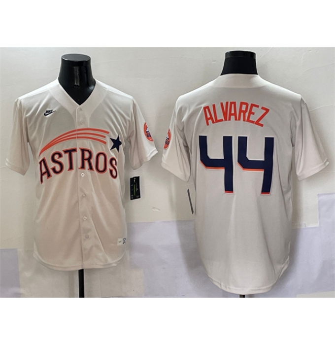 Men's Houston Astros #44 Yordan Alvarez Cream Throwback Cooperstown Collection Limited Stitched Baseball Jersey