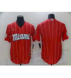 Men's Miami Marlins Blank Nike Red 2021 City Connect Replica Player Jersey