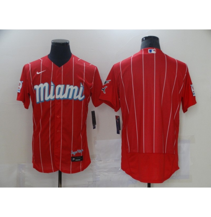 Men's Nike Miami Marlins Blank Red 2021 City Connect Replica Jersey