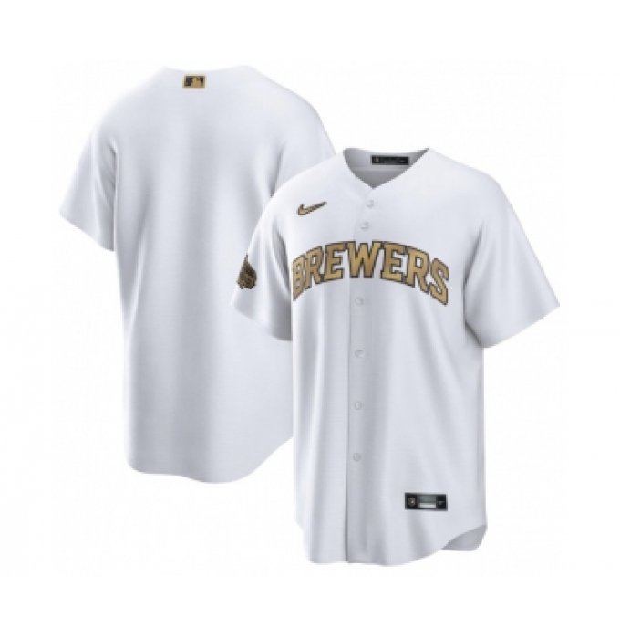 Men's Milwaukee Brewers Blank White 2022 All-Star Cool Base Stitched Baseball Jersey