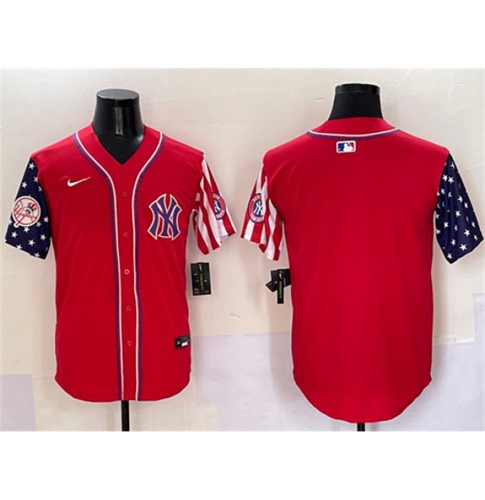 Men's New York Yankees Blank Red American Style Limited Stitched Baseball Jersey