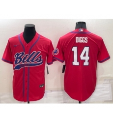Men's Buffalo Bills #14 Stefon Diggs Red Stitched Cool Base Nike Baseball Jersey