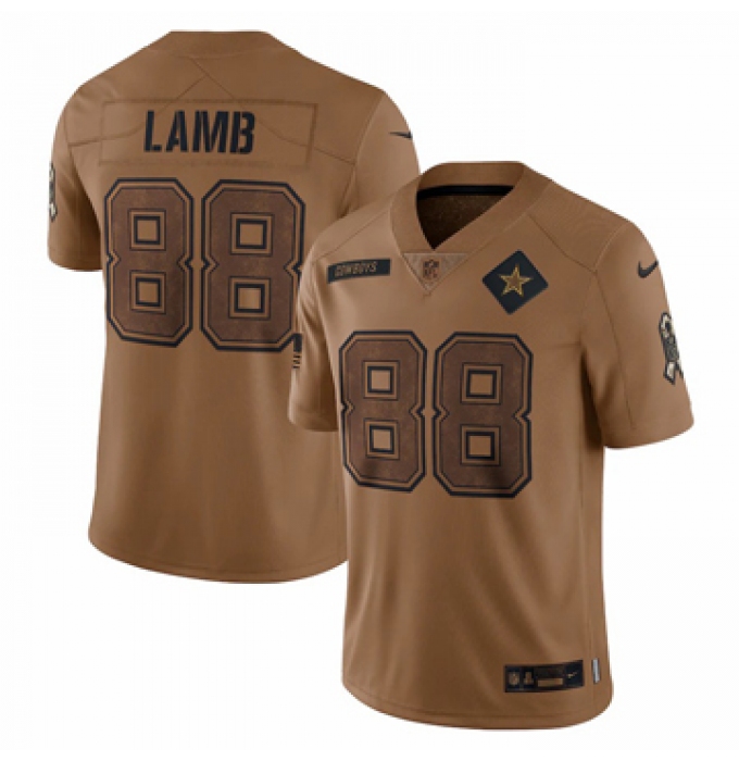 Men's Dallas Cowboys #88 CeeDee Lamb Nike Brown 2023 Salute To Service Limited Jersey