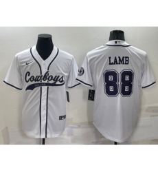 Men's Dallas Cowboys #88 CeeDee Lamb White Stitched Cool Base Nike Baseball Jersey