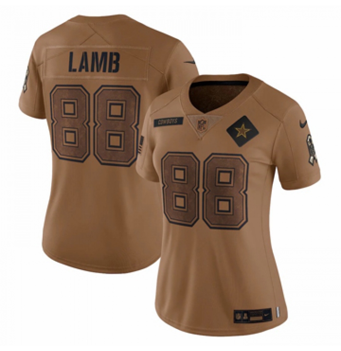 Women's Dallas Cowboys #88 CeeDee Lamb Nike Brown 2023 Salute To Service Limited Jersey