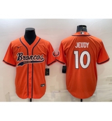 Men's Denver Broncos #10 Jerry Jeudy Orange Stitched Cool Base Nike Baseball Jersey