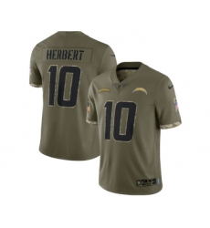 Men's Los Angeles Chargers #10 Justin Herbert 2022 Olive Salute To Service Limited Stitched Jersey