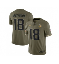Men's Minnesota Vikings #18 Justin Jefferson 2022 Olive Salute To Service Limited Stitched Jersey