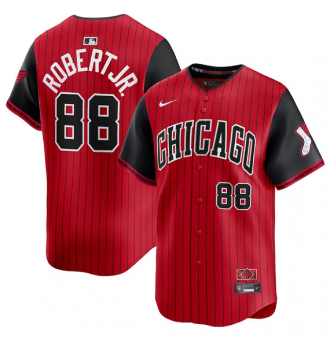Men's Chicago White Sox #88 Luis Robert Jr. Red Black 2025 City Connect Limited Stitched Baseball Jersey