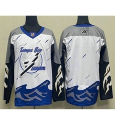 Men's Tampa Bay Lightning Blank White 2022 Reverse Retro Stitched Jersey