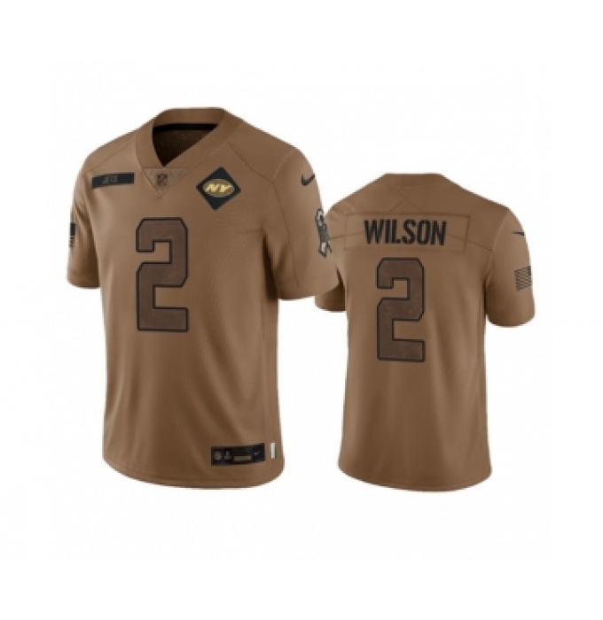 Men's Nike New York Jets #2 Zach Wilson 2023 Brown Salute To Service Limited Football Stitched Jersey