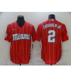 Men's Miami Marlins #2 Jazz Chisholm Nike Red 2021 City Connect Replica Player Jersey