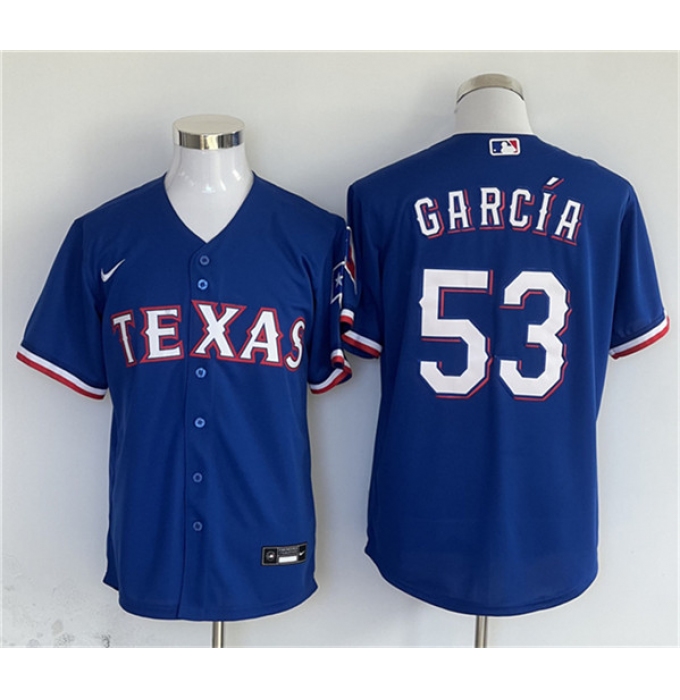 Men's Texas Rangers #53 Adolis Garcia Royal Cool Base Stitched Jersey