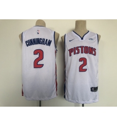 Men's Detroit Pistons #2 Cade Cunningham White 2021 Draft First Round Jersey