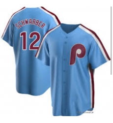 Men Philadelphia Phillies #12 Kyle Schwarber Cooperstown Collection Road