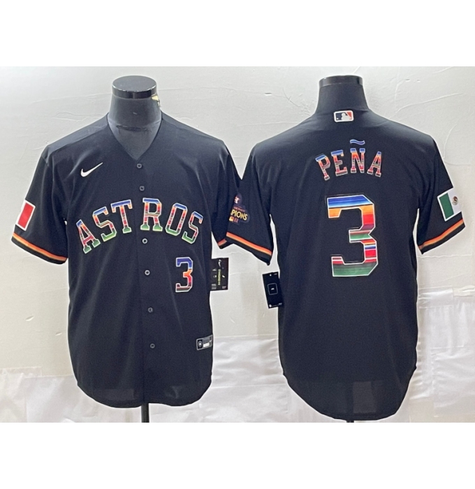 Men's Nike Houston Astros #3 Jeremy Pena Black Color Stitche Cool Base Jersey