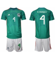 Men's Mexico #4 Márquez Green Home Soccer Jersey Suit