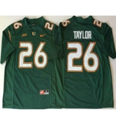 Men's Miami Hurricanes #26 Sean Taylor Green Stitched NCAA Nike College Football Jersey