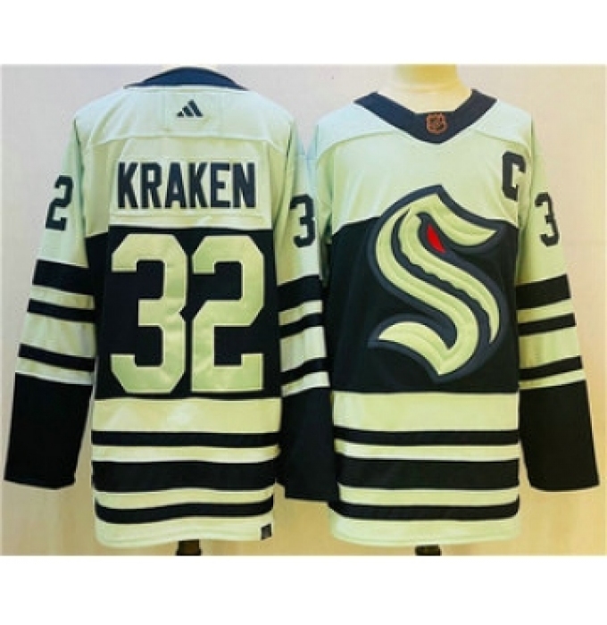 Men's Seattle Kraken #32 Kraken White 2022 Reverse Retro Stitched Jersey