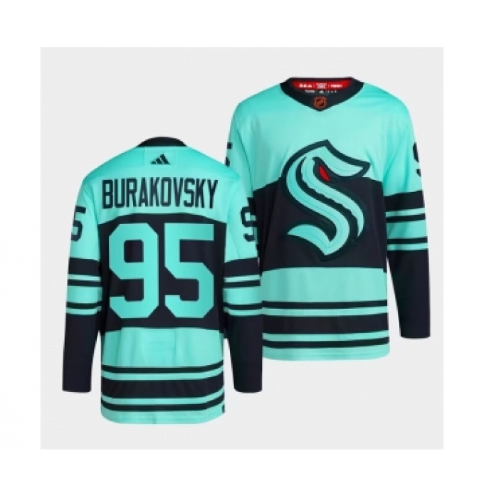 Men's Seattle Kraken #95 Andre Burakovsky Ice Blue 2022-23 Reverse Retro Stitched Jersey
