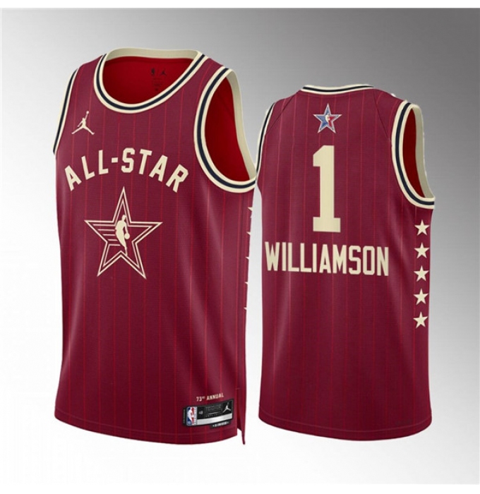 Men's 2024 All-Star #1 Zion Williamson Crimson Stitched Basketball Jersey