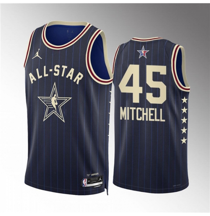 Men's 2024 All-Star #45 Donovan Mitchell Navy Stitched Basketball Jersey