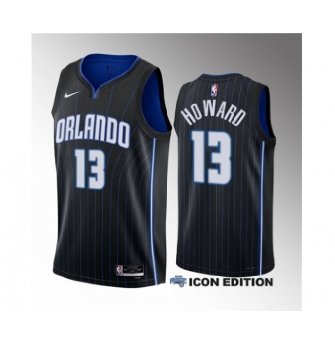 Men's Orlando Magic #13 Jett Howard Black 2023 Draft Icon Edition Stitched Basketball Jersey