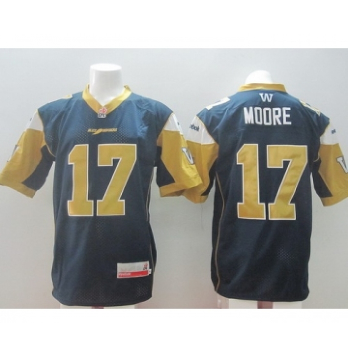 CFL Winnipeg Blue Bombers #17 Nick Moore Navy Blue Jersey