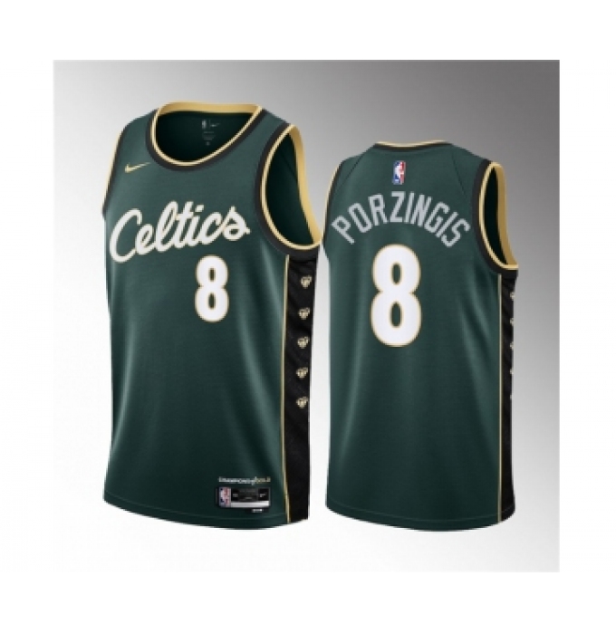 Men's Boston Celtics #8 Kristaps Porzingis Green2023 Draft City Edition Stitched Basketball Jersey