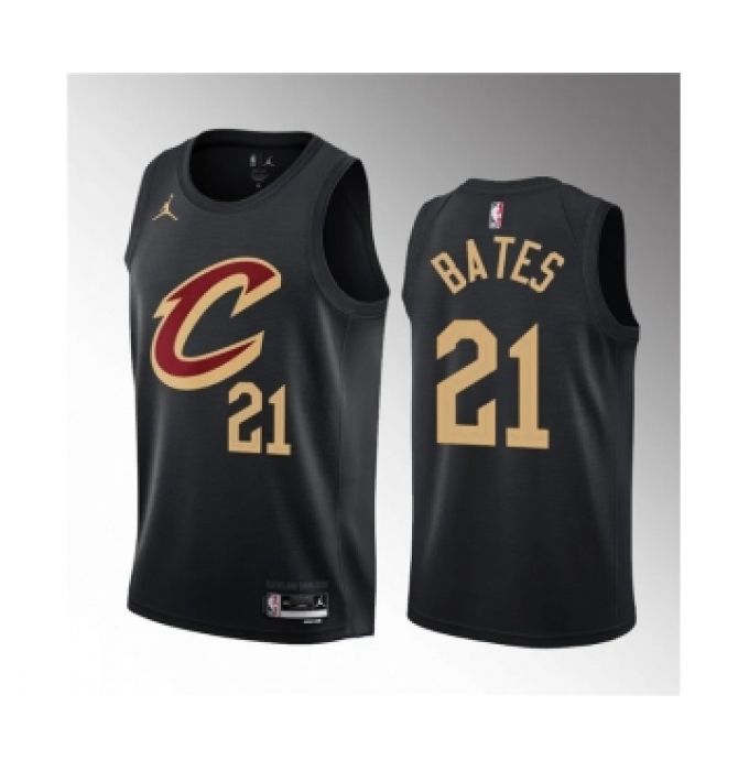 Men's Cleveland Cavaliers #21 Emoni Bates Black 2023 Draft Statement Edition Stitched Jersey