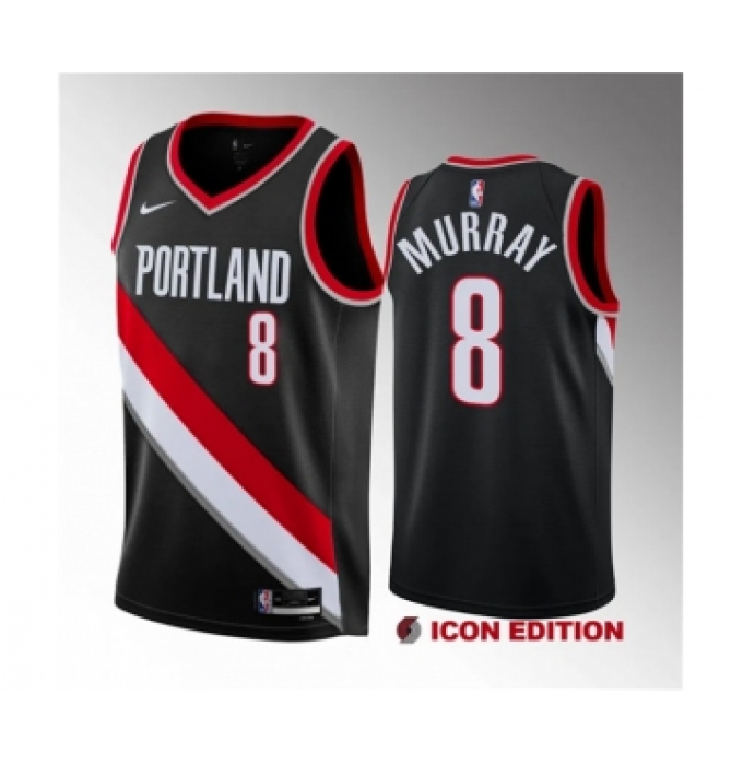 Men's Portland Trail Blazers #8 Kris Murray Black 2023 Draft Icon Edition Stitched Basketball Jersey
