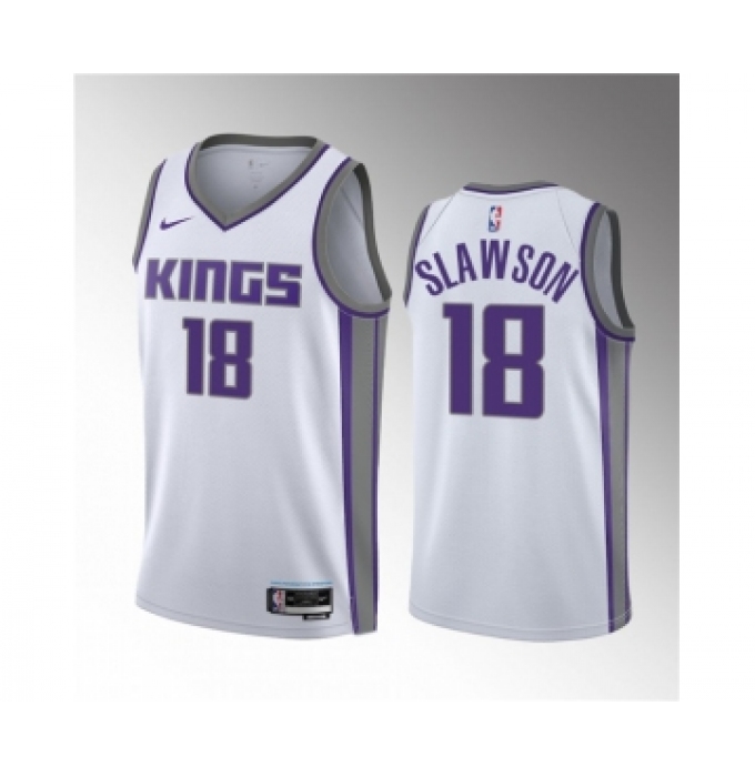 Men's Sacramento Kings #18 Jalen Slawson White 2023 Draft Association Edition Stitched Jersey