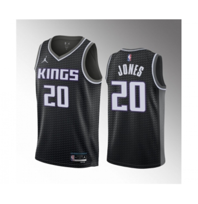 Men's Sacramento Kings #20 Colby Jones Black 2023 Draft Statement Edition Stitched Jersey