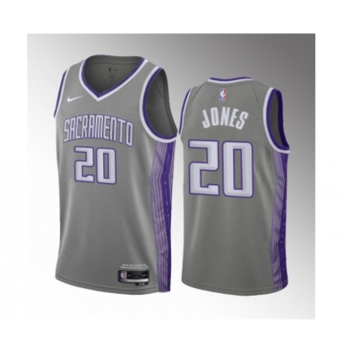Men's Sacramento Kings #20 Colby Jones Gray 2023 Draft City Edition Stitched Jersey