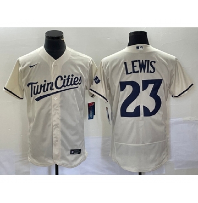 Men's Minnesota Twins #23 Royce Lewis Cream Flex Base Stitched Baseball Jersey
